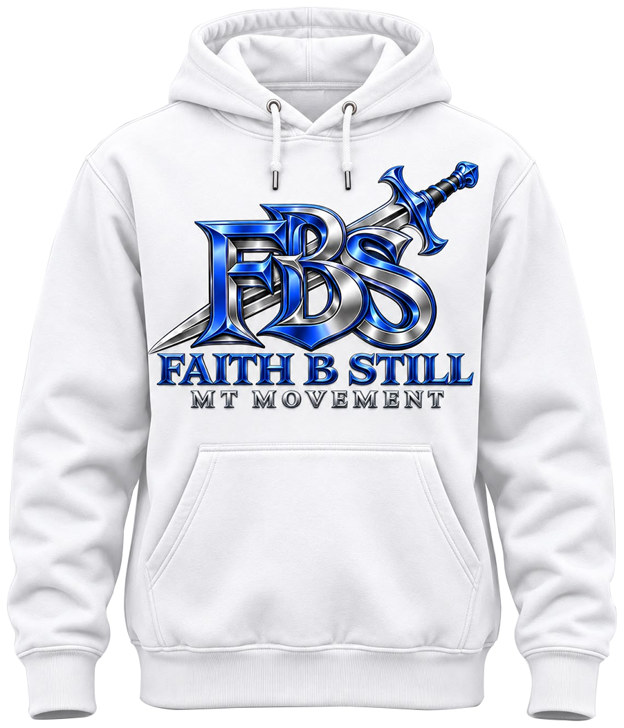 White FBS hoodie with blue and silver logo