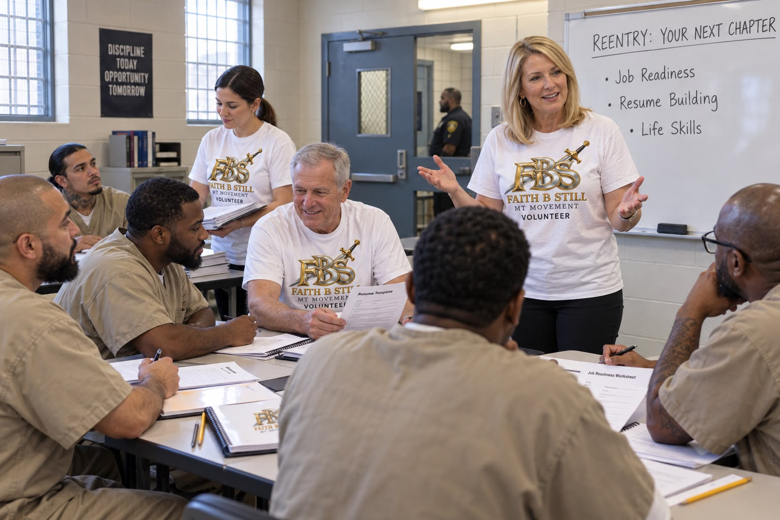 Faith B Still volunteers leading a reentry and job readiness class